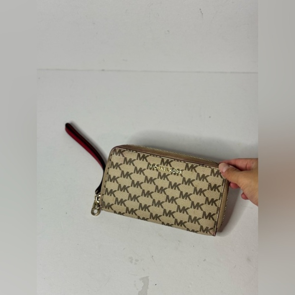 Michael Kors Jet Set Travel Continental Signature MK Wallet Brown/Beige